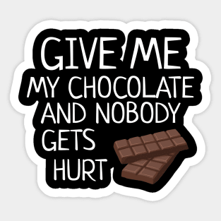 Give Me The Chocolate Nobody Gets Hurt Funny Halloween Cat Sticker